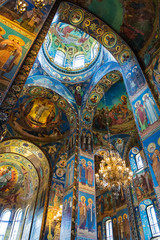 Fototapeta na wymiar Church of the Savior on Spilled Blood. Mosaic on the arches of the temple