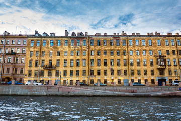 windows in very old building photo. Saint Petersburg