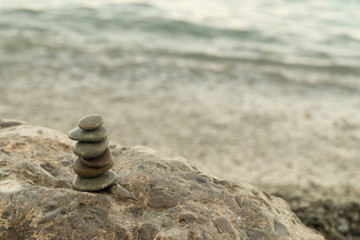 Pebble tower on the seaside
