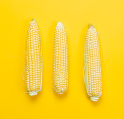 Above view at three fresh corns