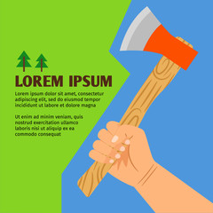 Woodcutting colorful poster