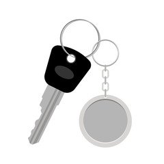 Blank metal keyring with key