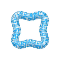 Lollipop blue frame. Sweet candy poster, wall, photo decoration, to capture every memory. Realistic vector illustration on white background