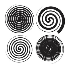 Spiral speed and swirl set. Vector illustrations.