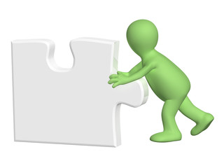 3d man with part of puzzle