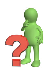 3d puppet with question mark