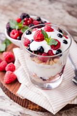yogurt with muesli and berries