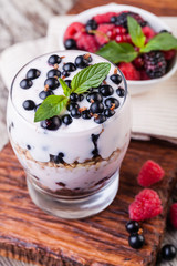 yogurt with muesli and berries