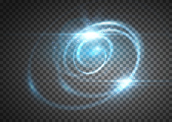 Vector light effect, neon glowing ring, isolated on transparent.