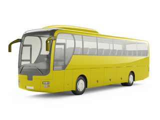 Obraz na płótnie Canvas Yellow big tour bus isolated on a white background. 3D rendering