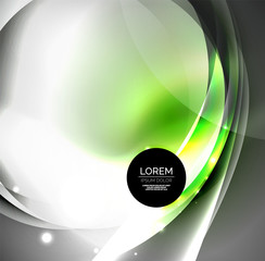 Digital illustration, glowing waves and circles