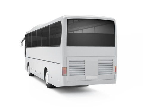 White big tour bus isolated on a white background. 3D rendering