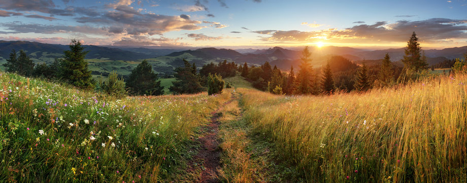 Fototapeta Pięknego lata panoramiczny krajobraz w górach - Pieniny / Tatras, Słowacja