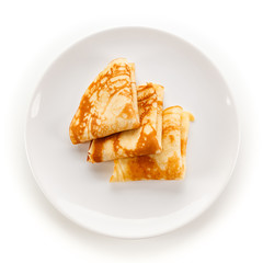Pancakes on white background