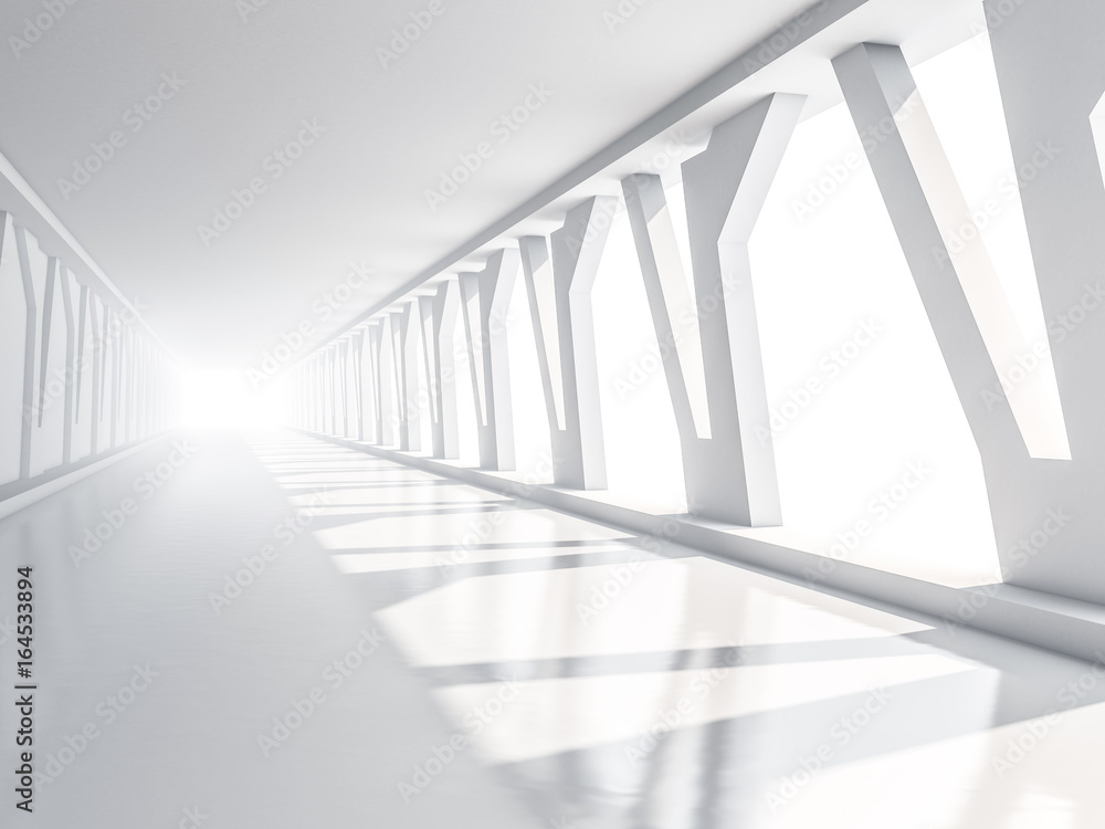 Poster abstract modern architecture background, empty white open space interior. 3d rendering