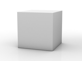 Blank box on white background with reflection. 3D rendering