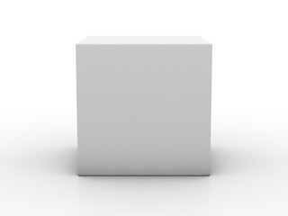 Blank box on white background with reflection. 3D rendering