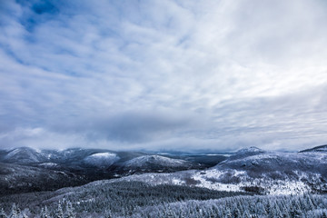 Winter Landscape from Top of Mountain in Canada, Quebec