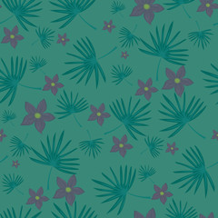 Seamless floral pattern. Background in small flowers and leaves on a green background for textiles, fabric, cotton fabric, covers, wallpaper, print, gift wrap, postcard.