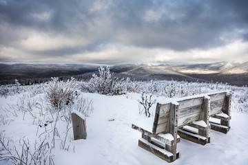 Amazing Winter Landscape from Top of Mountain in Canada, Quebec