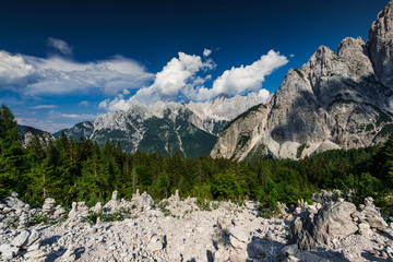 Hundrets of balance towers made in Triglav Park, Slovenia