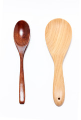 Kitchenware Set Of Wooden Spoon On White Background.