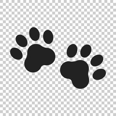 Paw print vector icon. Dog or cat pawprint illustration. Animal silhouette.