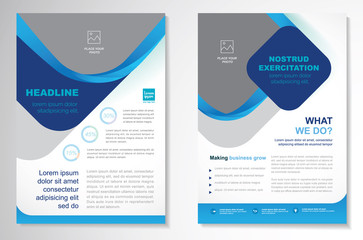Template vector design for Brochure, Annual Report, Magazine, Poster, Corporate Presentation, Portfolio, Flyer, layout modern with blue color size A4, Front and back, Easy to use and edit.