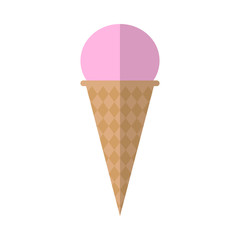 Ice cream cone flat icon, vector sign, colorful pictogram isolated on white. Symbol, logo illustration. Flat style design