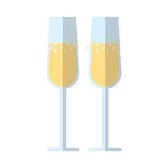 Champagne glasses flat icon, vector sign, colorful pictogram isolated on white. Symbol, logo illustration. Flat style design