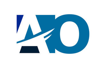 AO Negative Space Square Swoosh Letter Logo