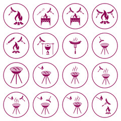 Set of barbecue icons. Vector illustration