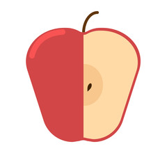 Red fresh apple flat icon, vector sign, colorful pictogram isolated on white. Healthy food symbol, logo illustration. Flat style design