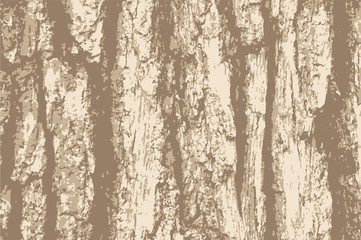 Vector grunge background. Old bark tree texture. Brown wooden backdrop.