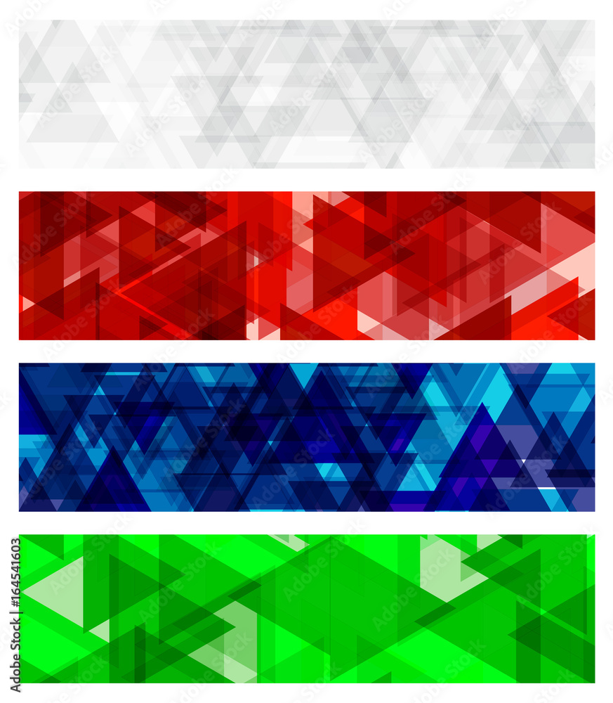 Wall mural a set design of abstract modern vector bright horizontal web banner colourful with shiny polygonal b