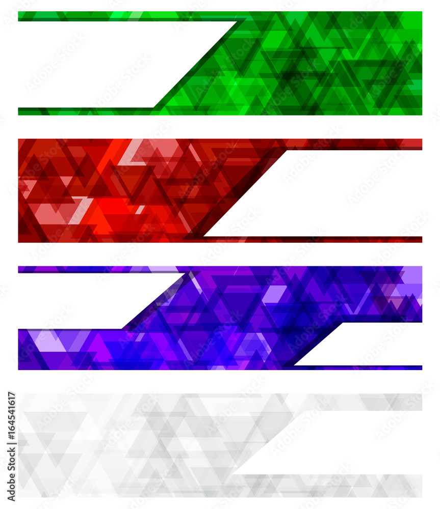 Wall mural a set design of abstract modern vector bright horizontal web banner colourful with shiny polygonal b