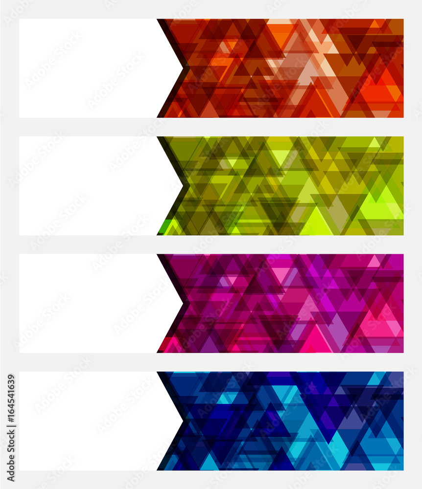 Wall mural a set design of abstract modern vector bright horizontal web banner colourful with shiny polygonal b