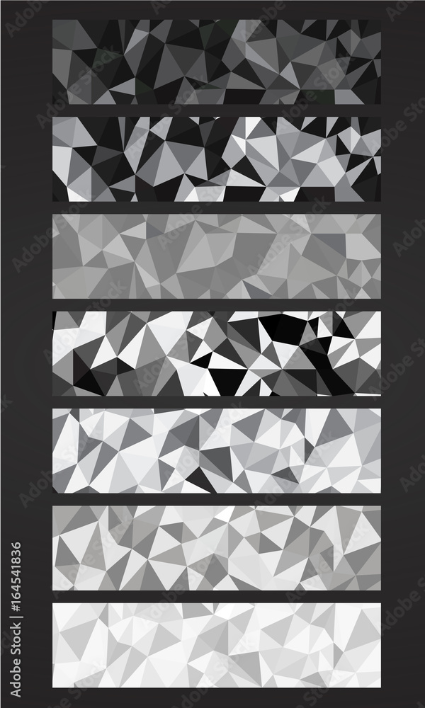 Wall mural a set design of abstract modern vector bright horizontal web banner with shiny polygonal background 