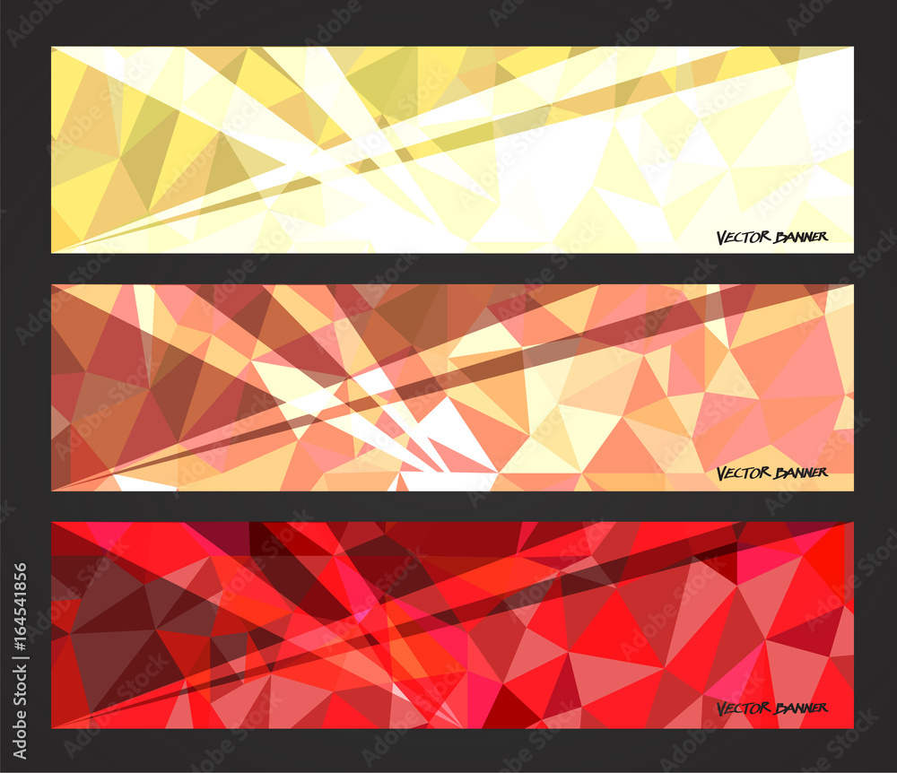 Wall mural a set design of abstract modern vector bright horizontal web banner colourful with shiny polygonal b