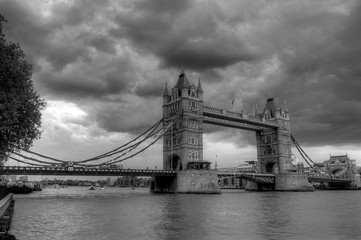Fototapeta na wymiar Tower Bridge Black and White