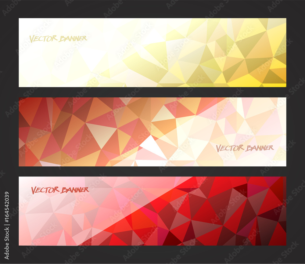 Wall mural a set design of abstract modern vector bright horizontal web banner colourful with shiny polygonal b
