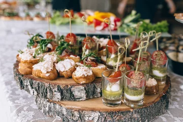 Gartenposter pintxos, tapas, spanish canapes party finger food © olegzaicev