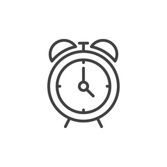 Alarm clock line icon, outline vector sign, linear style pictogram isolated on white. Symbol, logo illustration. Editable stroke. Pixel perfect graphics