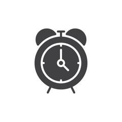 Alarm clock icon vector, filled flat sign, solid pictogram isolated on white. Reminder symbol, logo illustration. Pixel perfect graphics