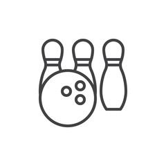 Bowling line icon, outline vector sign, linear style pictogram isolated on white. Symbol, logo illustration. Editable stroke. Pixel perfect graphics