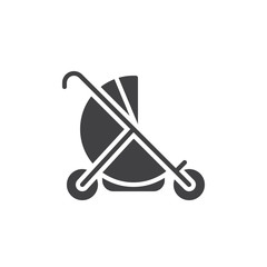 Baby buggy icon vector, filled flat sign, solid pictogram isolated on white. Stroller symbol, logo illustration. Pixel perfect graphics