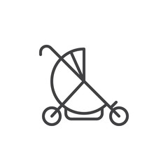Baby buggy line icon, outline vector sign, linear style pictogram isolated on white. Stroller symbol, logo illustration. Editable stroke. Pixel perfect graphics