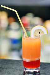 glass of cocktail on bar