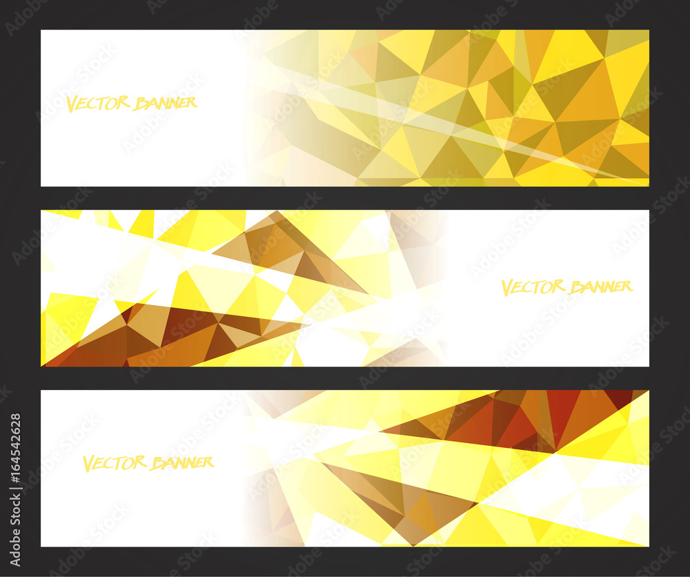 Sticker a set design of abstract modern vector bright horizontal web banner colourful with shiny polygonal b