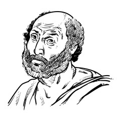 Aristotle Vector illustration, Aristotle Drawing outline, Ancient Greek philosopher and scientist